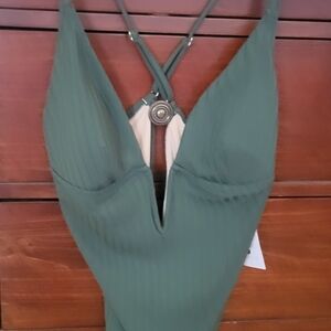 Green Ribbed Swimsuit